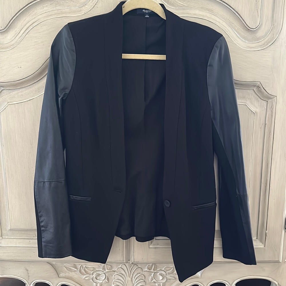 Madewell Leather Sleeve Blazer Size 8
